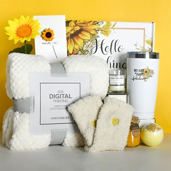 Floarea-soarelui serie cutie cadou izolate cupa Aromoterapie pătură Soare pentru a Primi Bine în Curând Cos Cadou Pachet cu Cadouri pentru Mama Femei