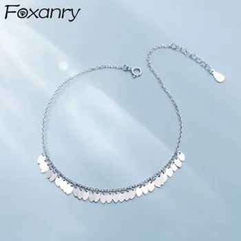 FOXANRY Culoare Argintie Brățări pentru Femei Fată Simplă Accesorii la Modă, Elegant, Fermecător, Dulce, Frunze de Moț Petrecere Bijuterii