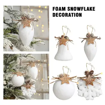 Fulg de zăpadă alb Agățat de Ornament Spuma Fulgi de zăpadă Minge Meserii DIY Pom de Crăciun Bile de Spumă Pandantive Rotunde de Anul Nou Decor Pentru Hom F1J8