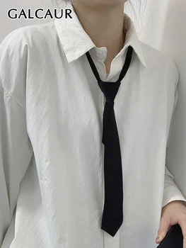 GALCAUR Solid Cravată Lung Pentru Femei Stil Preppy Minimalist Negru Legături de Moda de sex Feminin Mionimalist Accesorii 2023