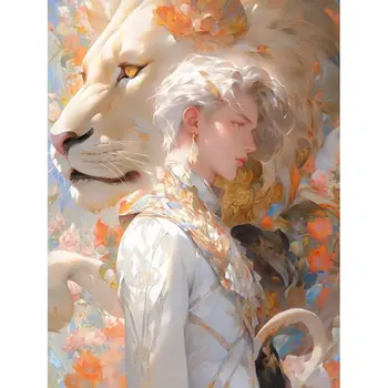 GATYZTORY Pictură în Ulei De Numere Pentru Adulți Anime Prinț Și Leu Meserii Diy Colorat Pe Panza Cadou Imagine Cu Numere de Artă