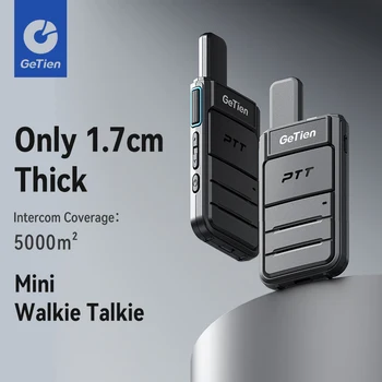 Getien 2 buc Walkie Talkie Pentru Adulți Mini Rază Lungă de Două Fel de Radio Cu Baterie Li-ion de Tip C Cablu Pentru Cadou Camping Familie