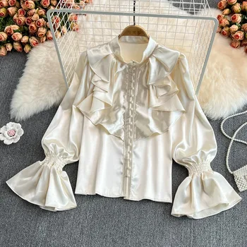 Gotic Vintage pentru Femei Cămăși pentru Bărbați y2k Elegant, Curtenitor Costum de Prinț Liber Casual Neutru Nou Designer francez Tricouri Bluza 2023