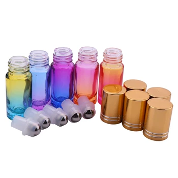 Gradient Mingea Sticla 5Pcs 5Ml Gradient de Culoare de Sticlă Groasă Rola Pe Ulei Esențial Goale, Sticle de Parfum cu Bilă Utilizarea de Călătorie T