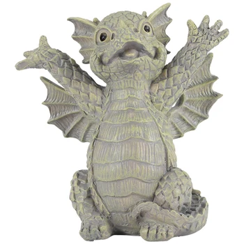 Grădină Dragon Meditat Statuie de Colectare 18Cm Rășină Ornament în aer liber Curte Decor