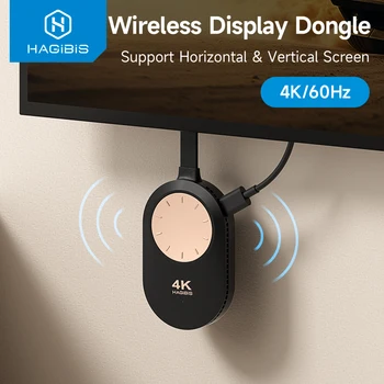 Hagibis Wireless Compatibil HDMI Display Dongle Adaptor 4K@60Hz Extender Wireless pentru Laptop, PC, Smartphone HDTV Proiector iOS