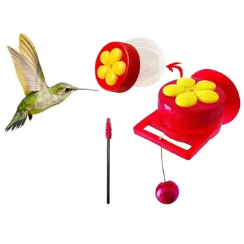 Handheld Colibri Alimentatoare De Păsări Sălbatice Alimentator Cu Ventuza De Hrănire A Păsărilor Recipient Cu Perie De Curățare Grădină Pasăre Consumabile