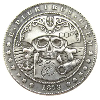 HB(14)Hobo 1878CC Morgan Dollar craniu zombie schelet de Argint Placat cu Copia Monede