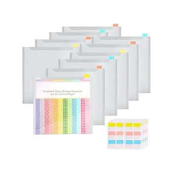 Hârtie album Organizator de Stocare cu 60 de Lipicios Index File, 10 bucăți de Hârtie de Plastic Sac de Depozitare pentru Hârtie Holding Fișier
