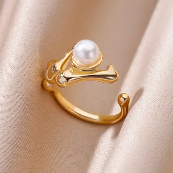 Imitație de Perle Inele pentru Femei Deschide 316L din Oțel Inoxidabil Inel de Logodna Lux Bijuterii de Nunta Transport Gratuit anillos mujer