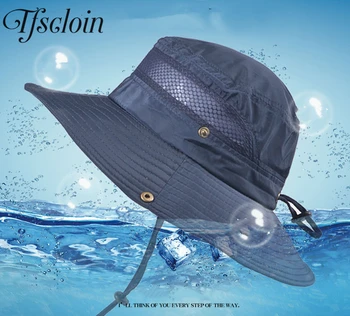 Impermeabil Bărbați Margine Largă Pălărie Găleată Pescuit, Drumeții Monofazate Culoare Pliabil ochiurilor de Plasă Respirabil, Anti-UV de Vară Casual în aer liber Plajă Capac
