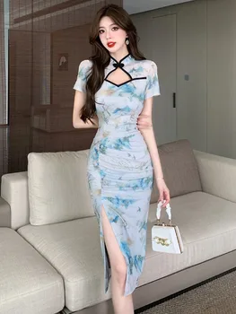 Imprimarea Stil Chinezesc Rochie Sexy Ancora Qipao Fusta Retro Elegant Cheongsam Petrecere În Costume Orientale Rochii China Haine