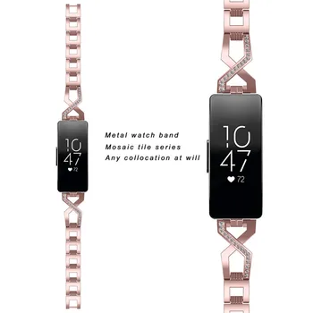 Inteligent brățară Brățară din Oțel Inoxidabil Pentru fitbit Inspira/Inspire HR Crucea cu Diamante Legat Watchband Pentru Femei Brățară de sex Feminin