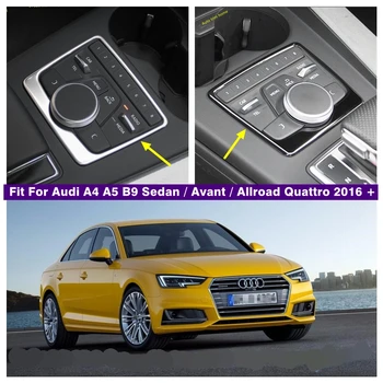 Interior Negru Mat Centrală De Control Multimedia Buton Decor Capacul Panoului Ornamental Se Potrivesc Pentru Audi A4 A5 B9 2016 - 2020 Accesorii