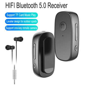 JINSERTA Lavaliera Bluetooth 5.0 Receptor Căști Adapater O Cheie de la Distanță Suport Camera HiFi TF Card de Redare Muzică