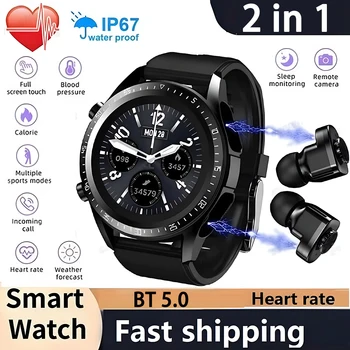 JM03 Ceas Inteligent Bărbați Smartwatch Tws 2 In 1 HIFI Stereo setul cu Cască fără Fir Combo Telefon Bluetooth Pentru IOS Android