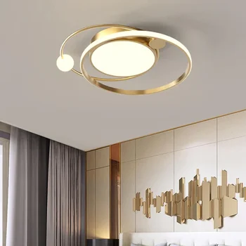 Led-uri moderne Inel de Aur Rotund Lumini Plafon pentru Camera de zi Mese de Studiu Candelabru Design Simplu Decor Acasă Lampa Luciu de Iluminat