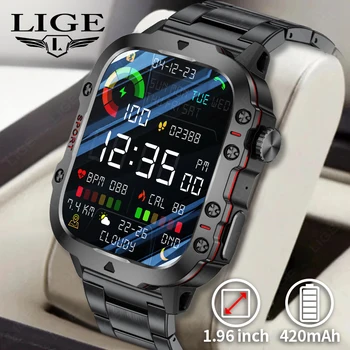 LIGE 2024 Militar în aer liber Ceas Inteligent Bărbați IP68 Impermeabil Sport Ftiness Bărbați Ceasuri de apelare Bluetooth Smartwatch Pentru Android IOS