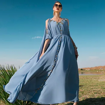 Maroc Petrecere De Seara Maxi Rochie Musulman Abaya Elegant Diamante Dubai Caftan Abayas Jalabiya Robă Lungă Islamul Arabic Rochie Vestidos
