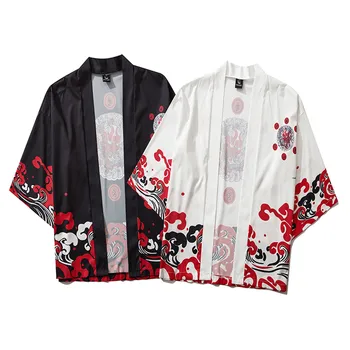 Mens Kimono Cinci Mantie De Sus Tradiționale Bluza Femei Mena Mâneci Lungi Haori Yukata Samurai Masculin Supradimensionat Japoneză Tricouri