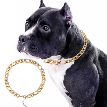 Metal Lanț de Câine Rezistent Reglabil Aur Catelus Cravată Guler de Câine pentru Teddy