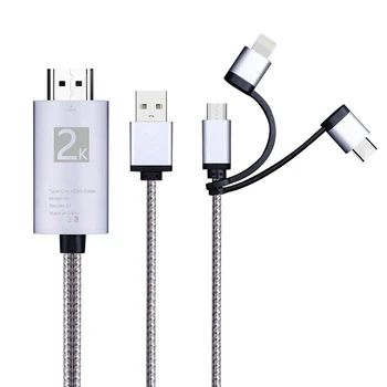 Micro-USB TYPE C La 3 În 1 2K HDTV TV Conector USB Cablu Adaptor Pentru Monitor Iphone Ipad Android Smartphone
