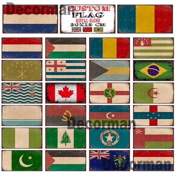 [ Mike86 ] Brazilia, România, Canada Flag numere de înmatriculare de Epocă Pictura Magazin Pub Decor LTA-3165 20*30 CM decor acasă
