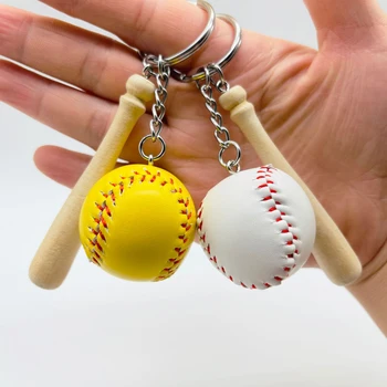 Mini Baseball Bâtă de Lemn Rod și Mingea Breloc iubitorii de Sport Pandantiv pentru Sac de Masina breloc Cheie Inel Cadou