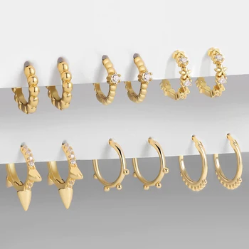 Minimalist Mici de Zircon Cartilajului Mici Hoop Cercei pentru Femei de Culoare de Aur CZ Crystal Mark Cercuri de sex Feminin Piercing Bijuterii