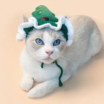 Moale animale de Companie Palarie Handmade Lână Tricotate Pisica de Crăciun Pălării Confortabile Xmas Tree Design de Iarnă Rochie de Până animale de Companie articole pentru acoperirea capului pentru Toamna Confortabil
