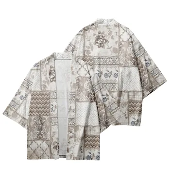 Moda Caju Imprimare Tricouri Japoneză Streetwear Haori Tradiționale Cardigan Barbati Kimono De Vară Pe Plajă Yukata Din Asia De Îmbrăcăminte