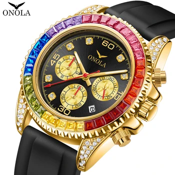 Moda de Diamante Colorate de Înaltă calitate Bărbați Cuarț Ceas ONOLA Silicon Banda Impermeabil Ceas de Ceas de Om
