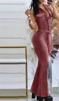 Moda pentru femei Ars Salopeta 2023 Toamna Casual Legat Detaliu fără Mâneci Sexy Catifea Rândul său, în Jos Guler Naveta Skinny Body