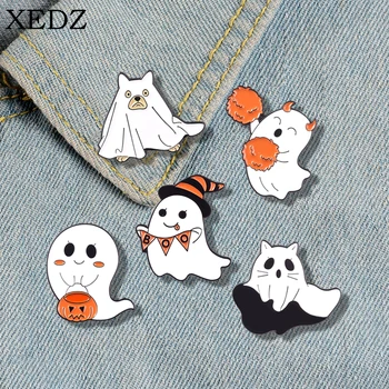 Moda Punk Boo-Tiful Email Pin Personalizat Fantoma de Halloween Dovleac Brosa Floare Gotic Insigna Distractiv de Bijuterii Cadouri pentru Prieteni Copii