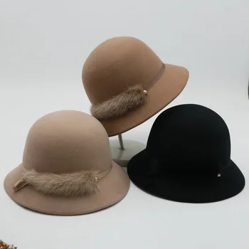 Moda Vintage Femei Pălărie De Lână Topper Toamna Și Iarna De Mare Capac Boruri Plaja Ierni Pălării Pentru Femei