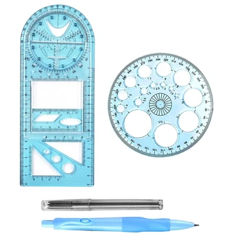 Multifunctional Geometrice Conducător, Geometrice Șablon Desen Instrument De Măsurare Pentru Birou Școală Cu Creion