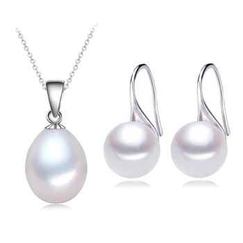 Naturale De Apă Dulce Pearl Seturi De Bijuterii,Handmade Real Pearl Seturi De Bijuterii De Nunta De Moda Cercei Colier Pentru Femei