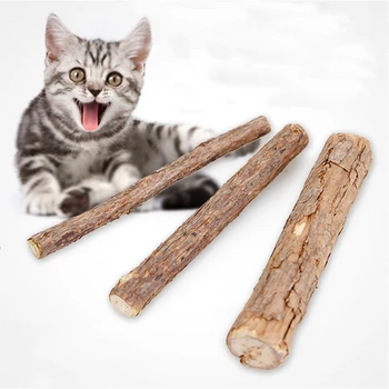Naturale Silvervine Stick Pisică Jucărie Interactiv Pisoi Dinți Instrument De Curățare Pisica Bagheta Catnip Cat De Mestecat Jucării Burlywood Consumabile Pentru Animale De Companie