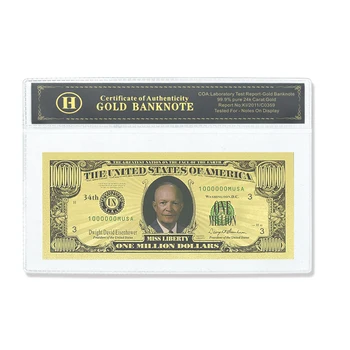 NE-a 34-Președinte de Aur a Bancnotelor Dwight D. Eisenhower și Coajă de Un Milion de DOLARI Meserii Uncurrency Note