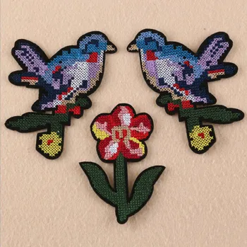 New Sosire 5 buc cruce cusută cu broderie păsări și flori patch coase pe Motiv Aplicatiile pânză Tesatura rochie decor accesoriu