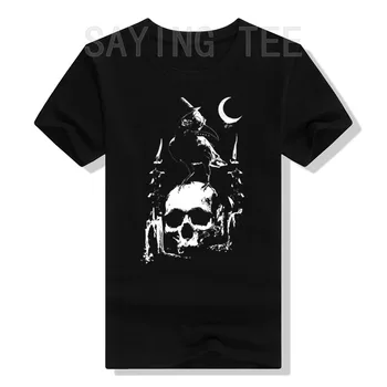 Nici Un Muritor Stil Gotic T-Shirt Demon Devil Skull Print Graphic Tee Topuri Baphomet Costum De Halloween Cadouri Maneca Scurta, Bluze