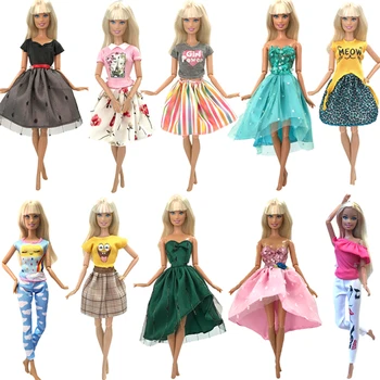 NK mai Nou se Amestecă Printesa Casual Costum Frumos lucrate Manual, Haine de Moda Rochie Pentru Papusa Barbie Accesorii Fata de Copil Cadou Jucărie JJ