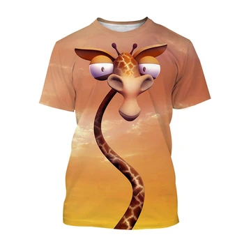Noi Bărbați și Femei Vara 3d T-shirt Strada Giraffe Print T-shirt Drăguț Mici Proaspete T-shirt Respirabil și Confortabil