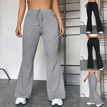 Noi Femeile De Moda Împletit Yoga Street Style Micro-La Recreere În Aer Liber Elegant Cu Cordon Culoare Solidă Pantaloni