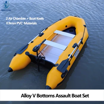 Noi Gonflabile Barca de Asalt cu motoare de bărci Set Aliaj V Fund 0.9 mm PVC Îngroșate și rezistente la Uzură Barca de Pescuit Set
