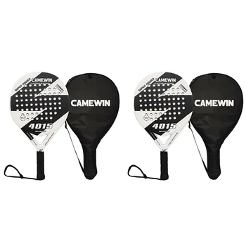 NOU-Camewin 2X Padel Racheta de Tenis pe Plajă Fibra de Carbon Si EVA Suprafață Netedă de Alimentare Durabile Lite Paddleball Zbaturi Racheta,Alb