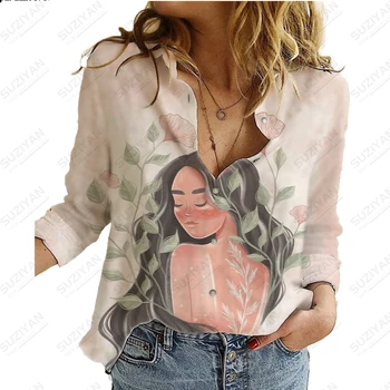 Noua Moda de Vânzare Fierbinte Maneca Lunga Femei Butonul Cardigan Temperament de Imprimare 3D Street Liber Relaxat Respirabil Șifon Cămașă