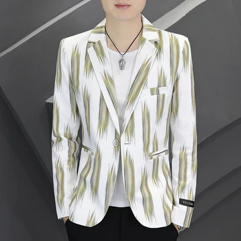 Noua Moda pentru Bărbați Business Casual Elegant Culoare Solidă Dungi de Afaceri Totul Tendință Slim Nunta Domn coreean Blazer