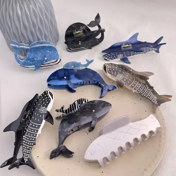 Noua Serie Ocean De Acid Acetic De Gheare De Păr Personalității Creative Unice De Animale Albastru Balena Rechin Pește Clip De Păr Femei Accesorii De Par