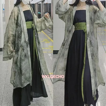 Noul Stil Chinezesc Hanfu Femei Vrac Dinastiei Song Hanfu 2 Bucata Costum De Kimono-Halat, Costume De Epocă Verde Chinezesc Hanfu Costum